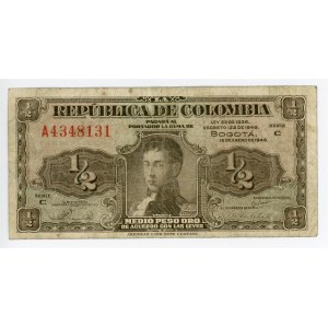 Colombia 1/2 Peso Oro 1948