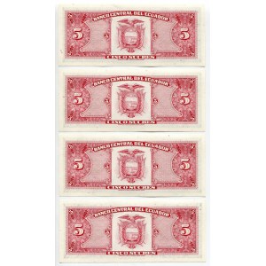 Ecuador 4 x 5 Sucres 1979 With Consecutive Numbers
