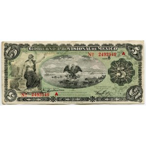 Mexico Gobierno Provisional de México, Veracruz 5 Pesos 1914