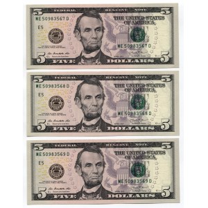United States 3 x 5 Dollars 2013