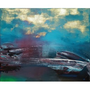 Vanessa Swigulska-Jop, Goldener Nebel über blauem Wasser, 2022