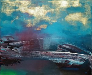 Vanessa Swigulska-Jop, Golden mist over blue waters, 2022