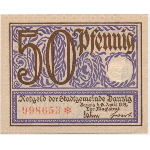 Danzig, 50 Pfennig 1919 - purple -