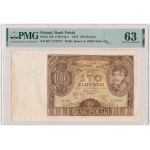 100 gold 1934 - Ser.BO. - znw. +X+ - PMG 63