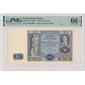 20 zlatých 1936 - AM - PMG 66 EPQ