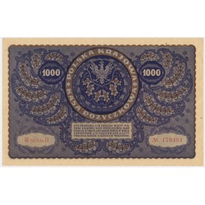 1.000 Mark 1919 - III Serie B - schön koloriert