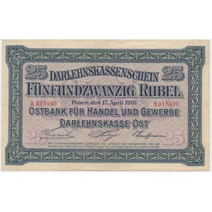 Poznań, 25 rubli 1916 - A - rzadszy nominał