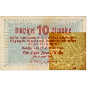 Danzig, 10 Pfennige 1923 - October - watermark KOGA -