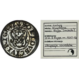 Riga under Sweden, Christina, Schilling Riga 1642 - RARE, ex. Marzęta