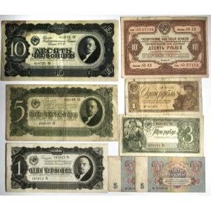 Rusko, sada 1-10 rublů 1937-61 (8 kusů).
