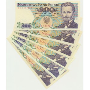 200 złotych 1986-88 (6 szt.)