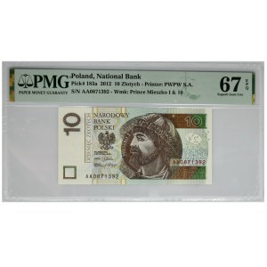 10 złotych 2012 - AA - PMG 67 EPQ