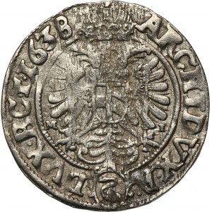 Sliezsko, habsburská vláda, Ferdinand III, 3 Krajcary Wrocław 1638 MI