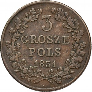 Powstanie Listopadowe, 3 Grosze Warszawa 1831 KG
