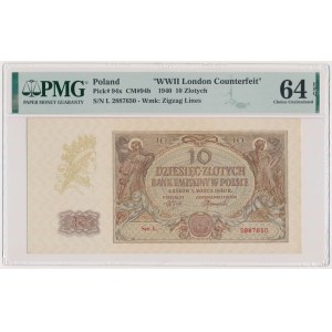 10 złotych 1940 - L. - London Counterfeit - PMG 64 EPQ