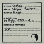 Stephan Bathory, Schilling Riga 1584 - RARE, ex. Marzęta