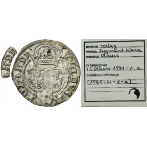 Žigmund III Vaza, olkuský šiling 1591 IF - RZADSZY, ex. Marzęta