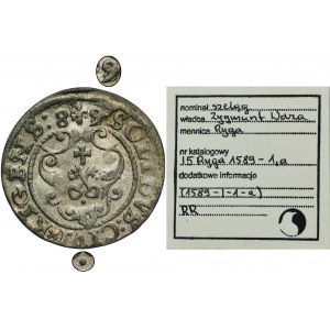 Sigismund III Vasa, Schilling Riga 1589 - RARE, restrike of digit 8 on 9 in date, ex. Marzęta