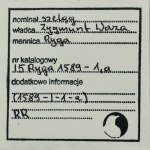 Zygmunt III Waza, Szeląg Ryga 1589 - RZADSZY, przebitka cyfry 8 na 9 w dacie, ex. Marzęta