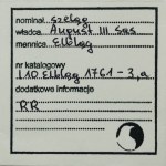 August III Sas, Szeląg Elbląg 1761 - RZADSZY, ex. Marzęta