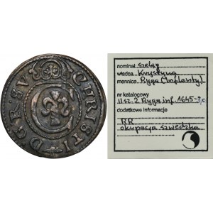 Livonia under Sweden, Christina, Schilling Riga 1645 - RARE, ex. Marzęta