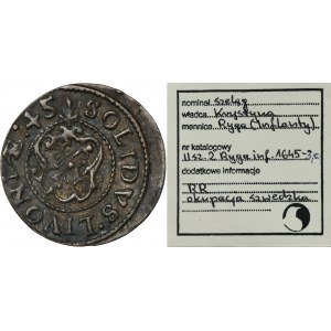 Livonia under Sweden, Christina, Schilling Riga 1645 - RARE, ex. Marzęta