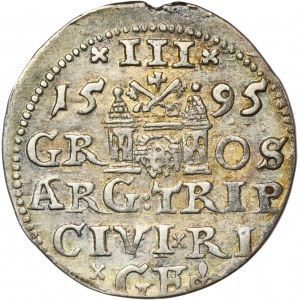 Zygmunt III Waza, Trojak Ryga 1595 - LI, ex. Marzęta