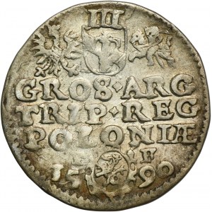 Sigismund III Vasa, 3 Groschen Olkusz 1590 - RARER, ex. Marzęta