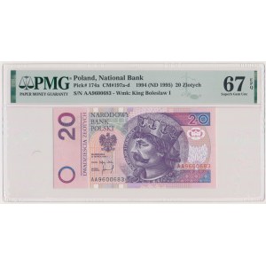 20 złotych 1994 - AA - PMG 67 EPQ