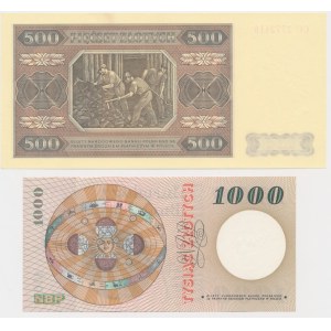 500 zlotých 1948 a 1 000 zlotých 1965 (2 kusy).