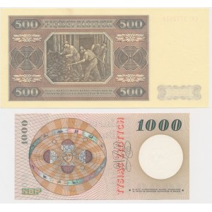500 Zloty 1948 und 1.000 Zloty 1965 (2 Stück).
