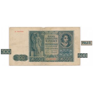 50 zlotys 1941 REVENUE for 500 zlotys 1961