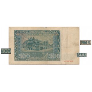50 zlotys 1941 REVENUE for 500 zlotys 1961