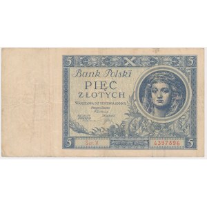 5 Zloty 1930 - Ser.Y - seltene Ein-Buchstaben-Serie