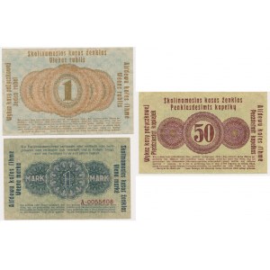 50 Kopecks, 1 Ruble and 1 Mark 1916-18 (3 pcs.)