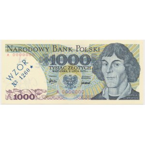 1.000 złotych 1975 - WZÓR - A 0000000 - No. 1260 -