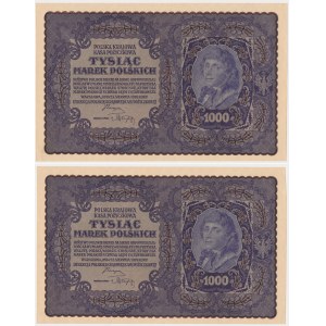 1.000 Mark 1919 - II Serie BN - fortlaufende Nummern (2 Stück).