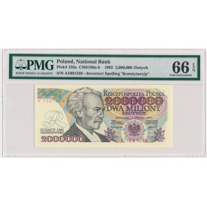 2 miliony złotych 1992 - A - Konstytucyjy - PMG 66 EPQ