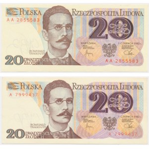 20 zlatých 1982 - A a AA - (2 kusy).