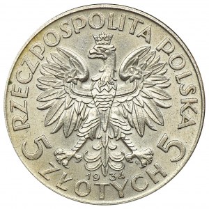 Głowa Kobiety, 5 złotych Warszawa 1934