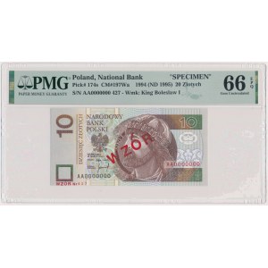 10 złotych 1994 - WZÓR - AA 0000000 - Nr. 427 - PMG 66 EPQ