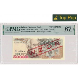 50.000 złotych 1993 - WZÓR - A 0000000 - No.0440 - PMG 67 EPQ