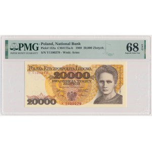 20.000 złotych 1989 - Y - PMG 68 EPQ - rzadka seria