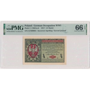1/2 známky 1916 - Obecné - A - PMG 66 EPQ