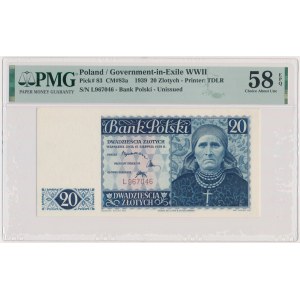 20 złotych 1939 - L - PMG 58 EPQ