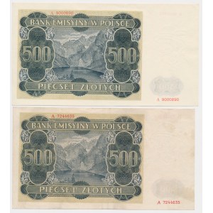 500 zloty 1940 - A - color variations (2 pieces).