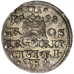 Zygmunt III Waza, Trojak Ryga 1598 - bez znaku pomiędzy DG
