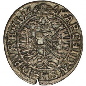 Śląsk, Panowanie habsburskie, Leopold I, 3 Krajcary Wrocław 1668 SHS