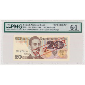 20 złotych 1982 - WZÓR - A 0000000 - No.0704 - PMG 64
