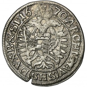 Sliezsko, habsburská vláda, Leopold I., 3 Krajcary Vroclav 1670 SHS